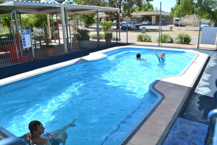 Outdoor heated pool for year round swimming at Broken Hill Tourist Park